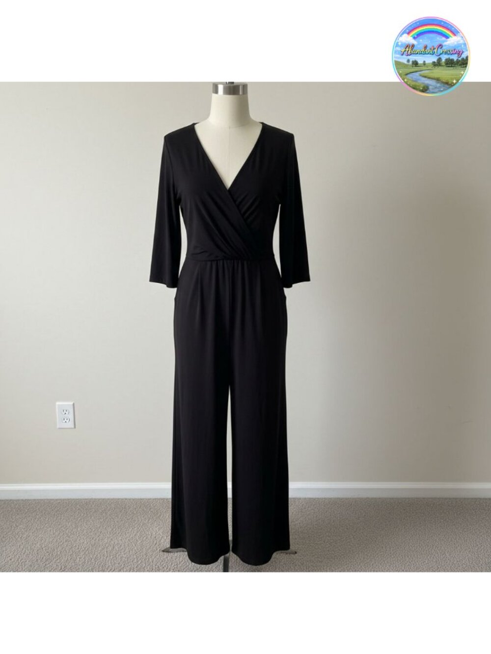 Women's Boho Floral Print V Neck Short Sleeve Wide Leg Jumpsuit with Pockets
